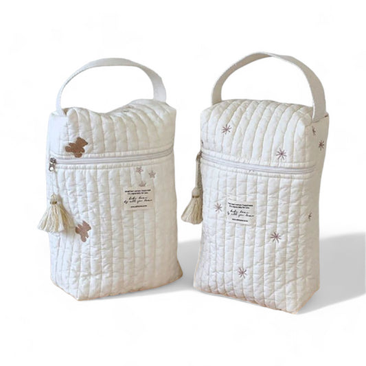 Embroidered Mommy Bag Hangable Stroller Zipper Portable Diaper Wet Bag Storage Bag