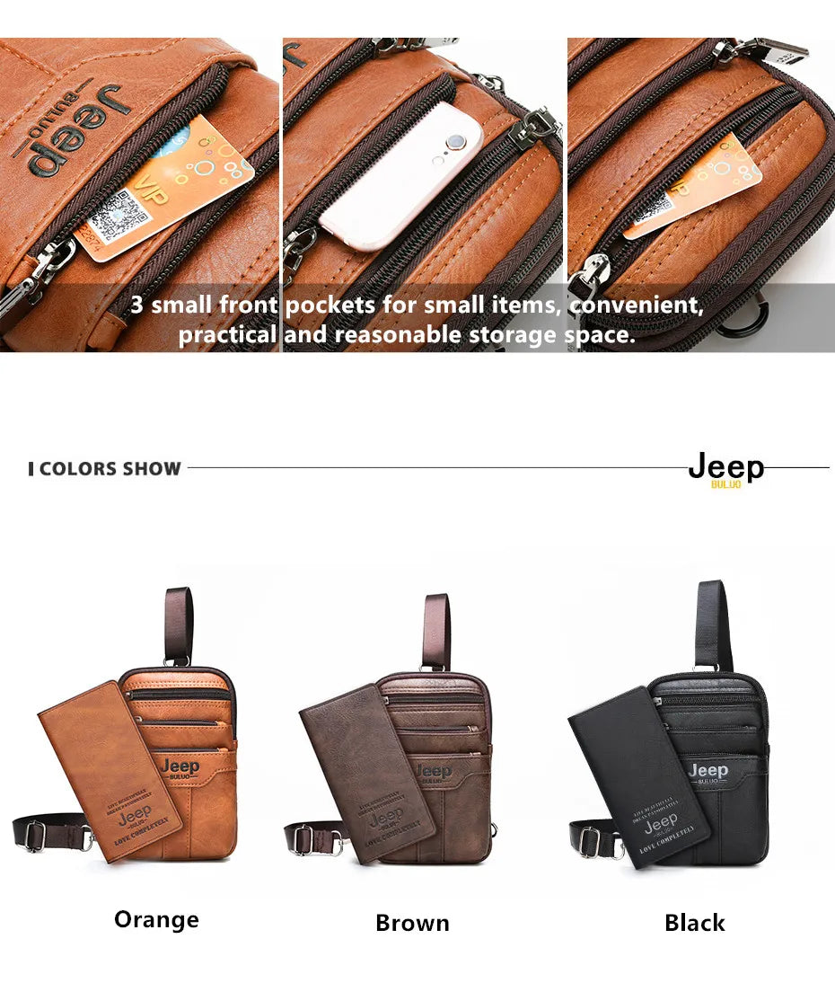 JEEP BULUO erkekler omuz askılı postacı çantaları küçük çok fonksiyonlu Sling göğüs çantası bacaklar bel çantası adam için yeni moda rahat Crossbody