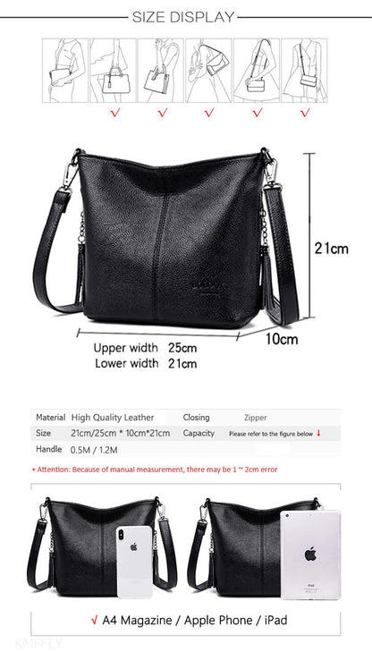 High Quality Soft Leather Purse Fashion Women Shoulder Messenger Bag Trend 2024 Designer Tassel Bag Luxury Ladies Handbag Sac