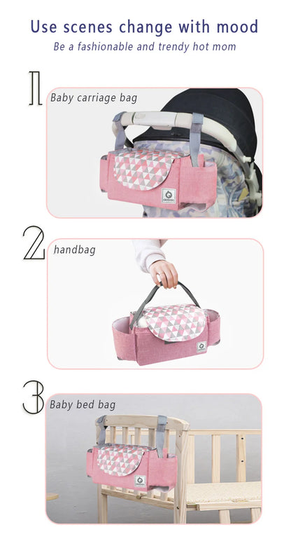 Stroller Bag Mommy Bag Diaper Baby Nappy Bag Stroller Accessories Large Capacity Outdoor Travel Nappy Water Cup Holder