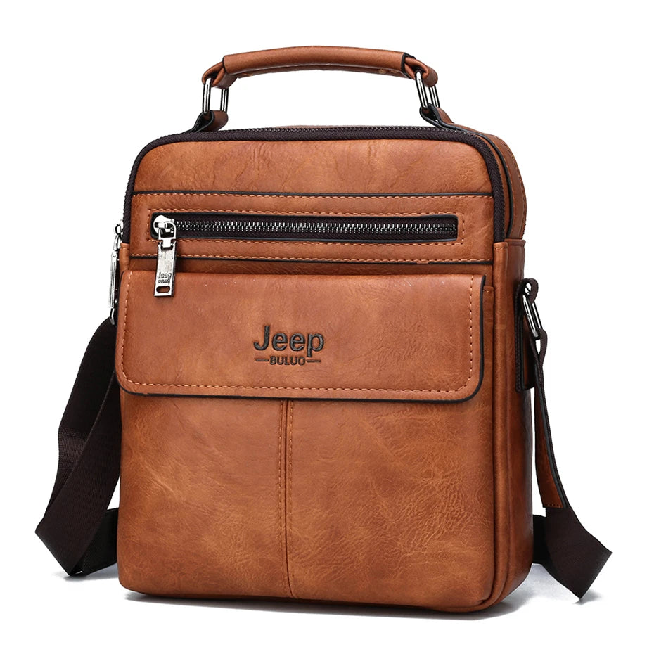 JEEP BULUO Men's Crossbody Shoulder Bags Split Leather Handbag Fashion Business Man Messenger Bag High Quality Tote Hot