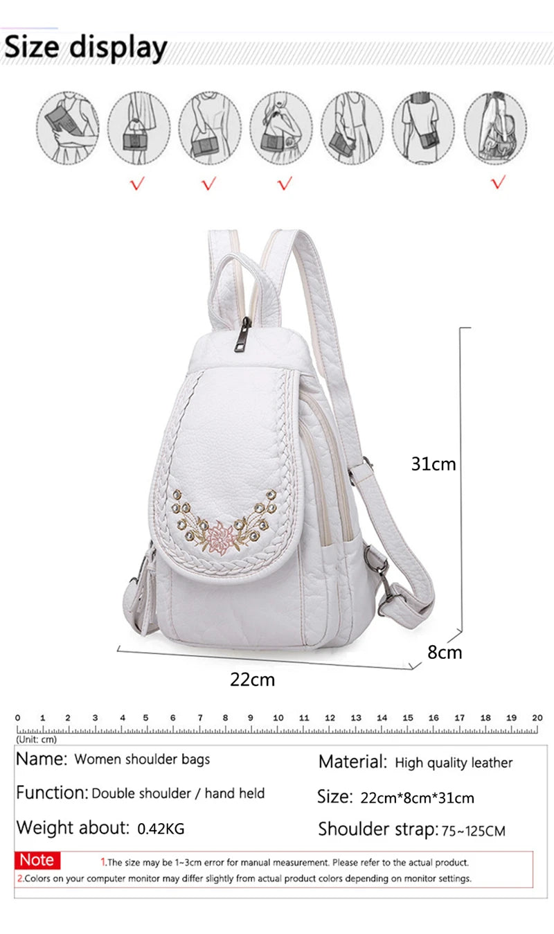 New Ladies Soft Washed Leather Backpack Cute Small Backpack School Bags for Girls Sac a dos Travel Backpack Mochila Feminina