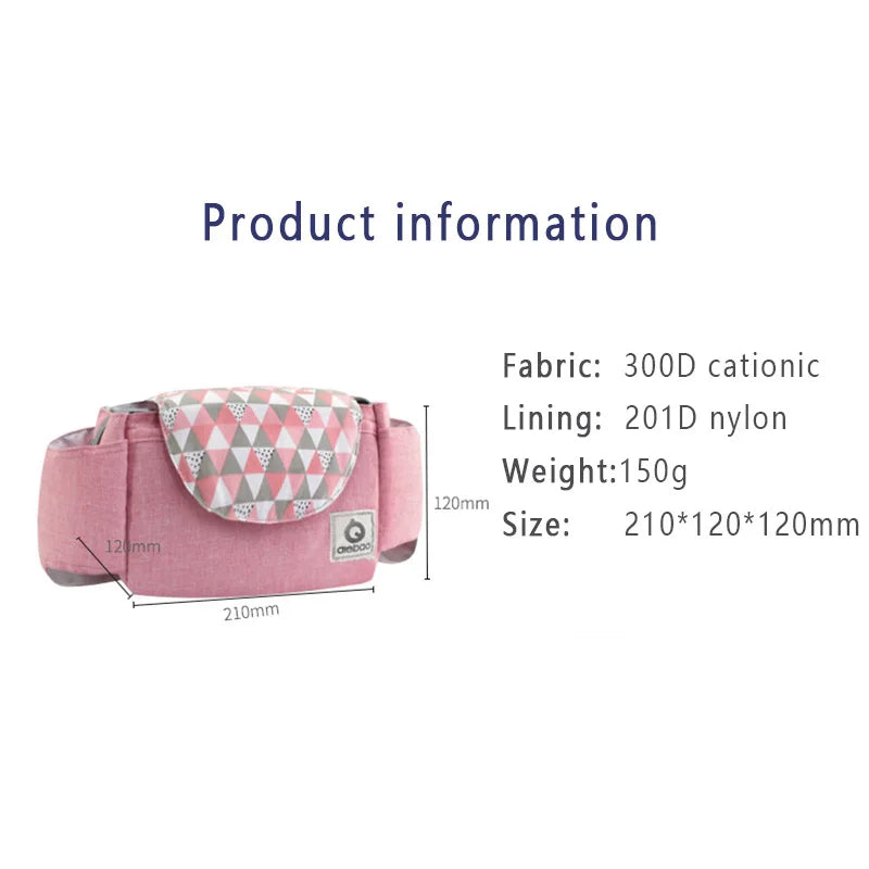 Stroller Bag Mommy Bag Diaper Baby Nappy Bag Stroller Accessories Large Capacity Outdoor Travel Nappy Water Cup Holder