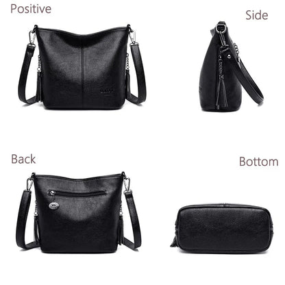 High Quality Soft Leather Purse Fashion Women Shoulder Messenger Bag Trend 2024 Designer Tassel Bag Luxury Ladies Handbag Sac