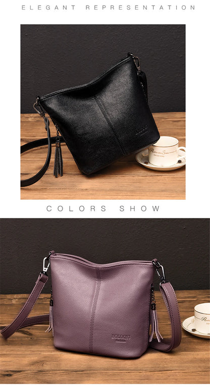 High Quality Soft Leather Purse Fashion Women Shoulder Messenger Bag Trend 2024 Designer Tassel Bag Luxury Ladies Handbag Sac