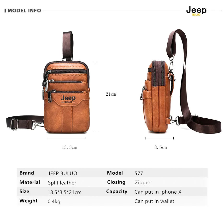 JEEP BULUO erkekler omuz askılı postacı çantaları küçük çok fonksiyonlu Sling göğüs çantası bacaklar bel çantası adam için yeni moda rahat Crossbody