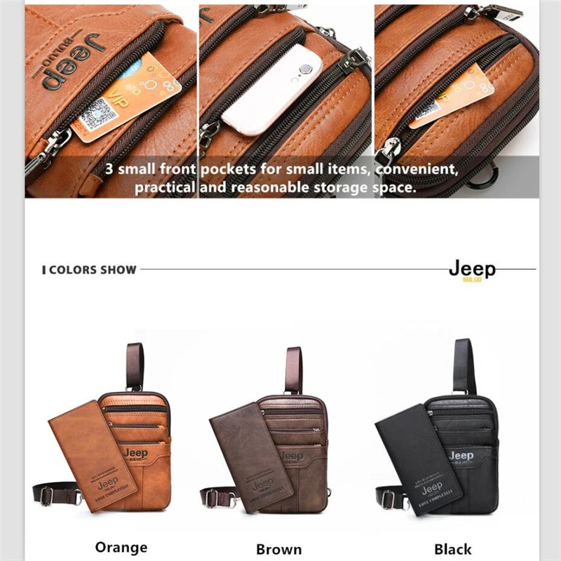 JEEP BULUO erkekler omuz askılı postacı çantaları küçük çok fonksiyonlu Sling göğüs çantası bacaklar bel çantası adam için yeni moda rahat Crossbody