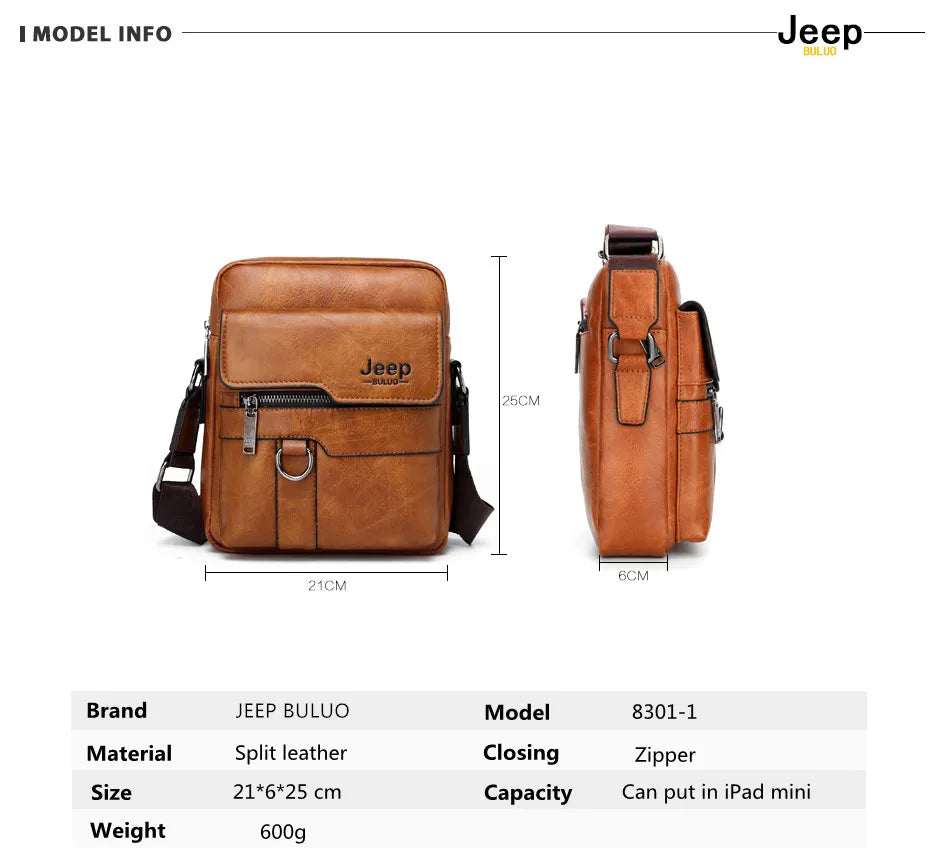 JEEP BULUO Lüks Marka Erkek Crossbody postacı çantası Iş Rahat Çanta Erkek Spliter Deri omuzdan askili çanta Büyük Kapasiteli