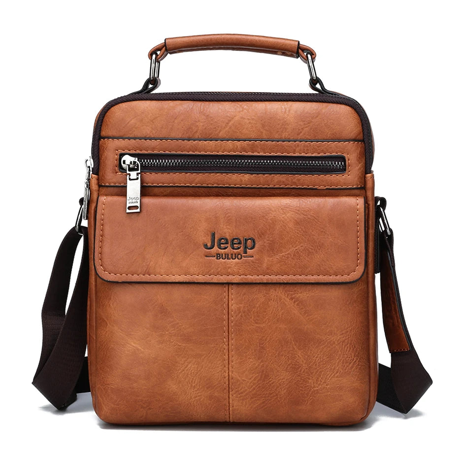 JEEP BULUO Men's Crossbody Shoulder Bags Split Leather Handbag Fashion Business Man Messenger Bag High Quality Tote Hot