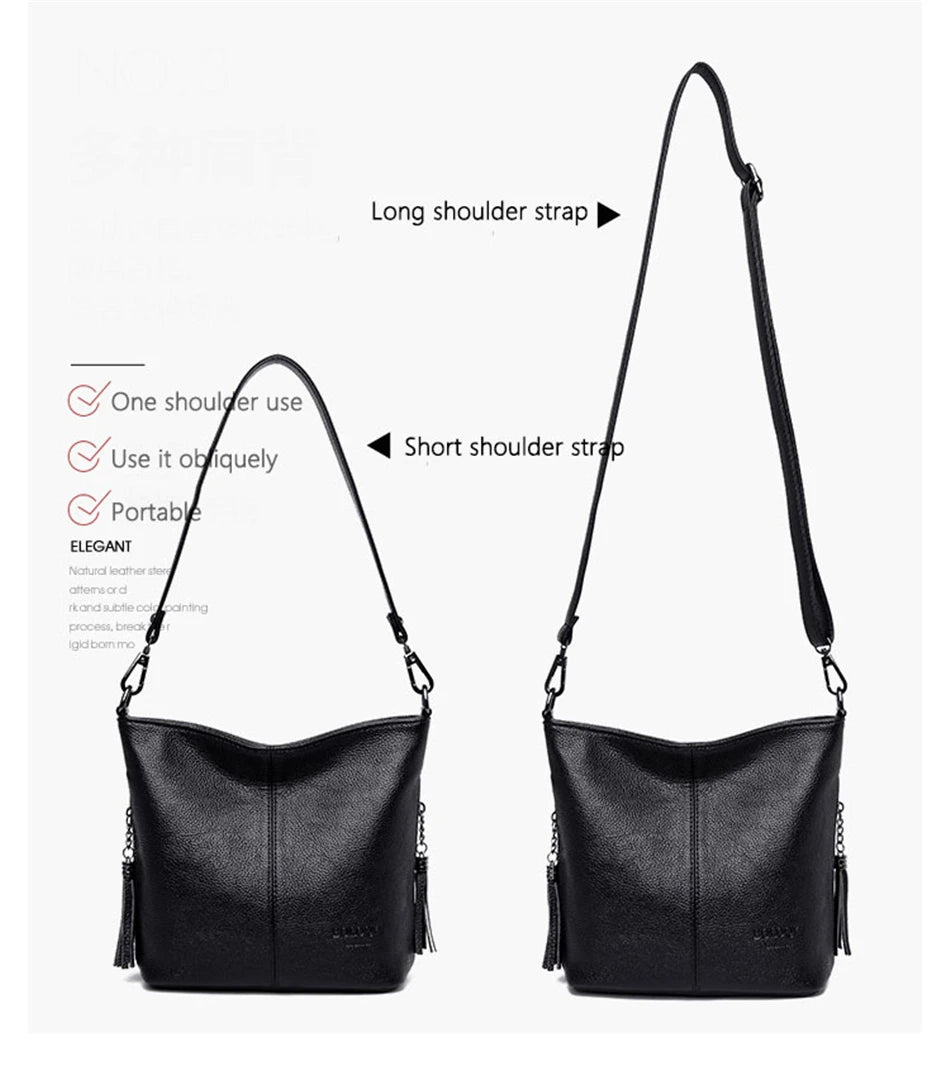 High Quality Soft Leather Purse Fashion Women Shoulder Messenger Bag Trend 2024 Designer Tassel Bag Luxury Ladies Handbag Sac