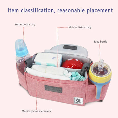 Stroller Bag Mommy Bag Diaper Baby Nappy Bag Stroller Accessories Large Capacity Outdoor Travel Nappy Water Cup Holder