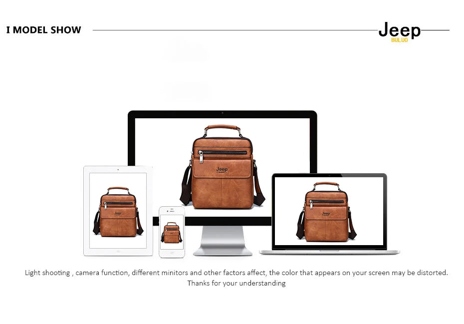 JEEP BULUO Men's Crossbody Shoulder Bags Split Leather Handbag Fashion Business Man Messenger Bag High Quality Tote Hot