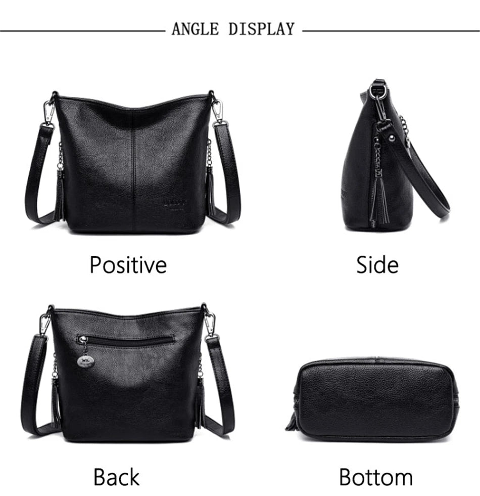 High Quality Soft Leather Purse Fashion Women Shoulder Messenger Bag Trend 2024 Designer Tassel Bag Luxury Ladies Handbag Sac