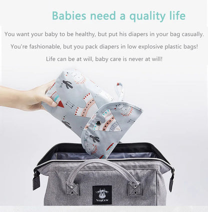 New waterproof and reusable baby diaper bag, baby handbag, large capacity mommy diaper storage bag wholesale