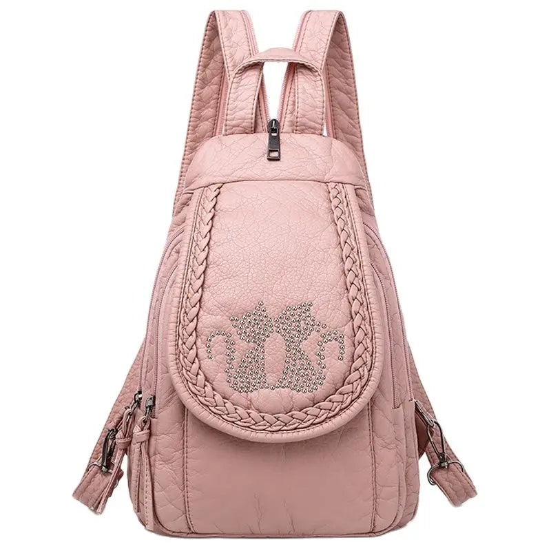 New Ladies Soft Washed Leather Backpack Cute Small Backpack School Bags for Girls Sac a dos Travel Backpack Mochila Feminina