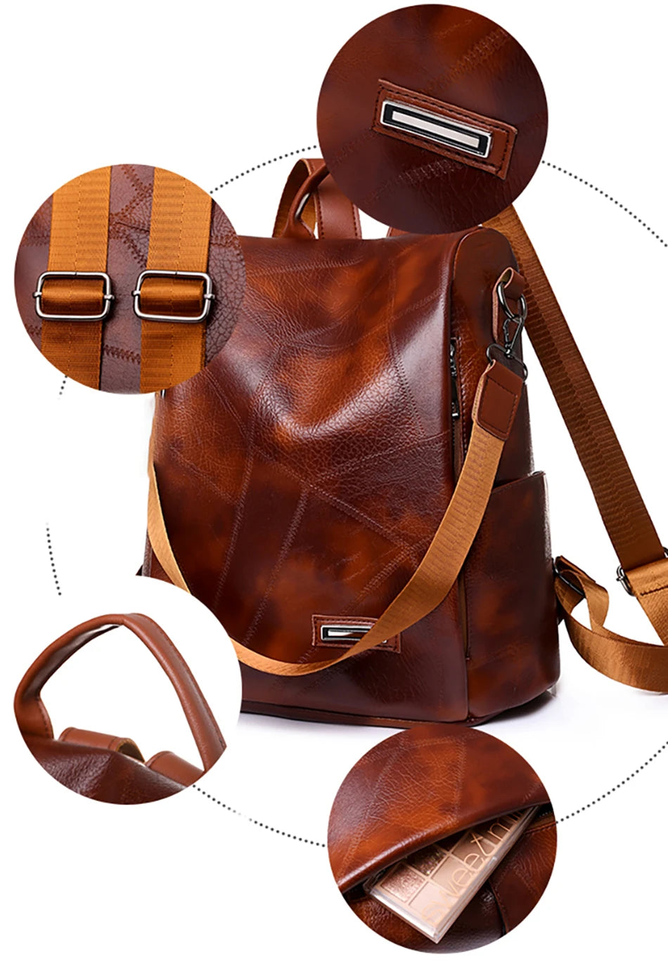 2023New High Quality Leather Ladies Backpack Luxury Designer Women Shoulder Bag Girls School Bag Solid Color Anti Theft Backpack