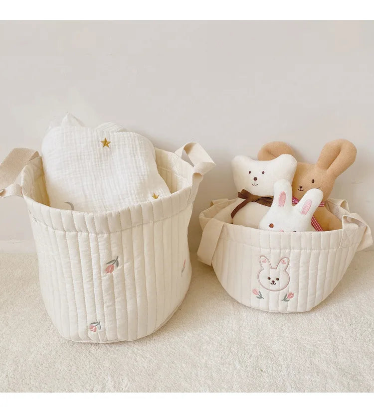 New Diaper Bag Nappy Caddy Baby Items Toy Storage Bag for Newborn Crib Organizer Bedding Cotton Embroidery Mommy Bag Bebe