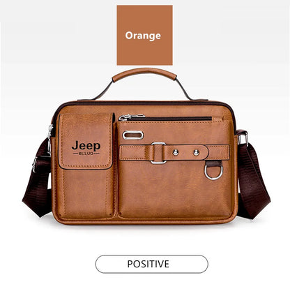 JEEP BULUO Multi-function Business Handbags Men New Man's Shoulder Bags Large Capacity Leather Messenger Bag Crossbody Big Brand