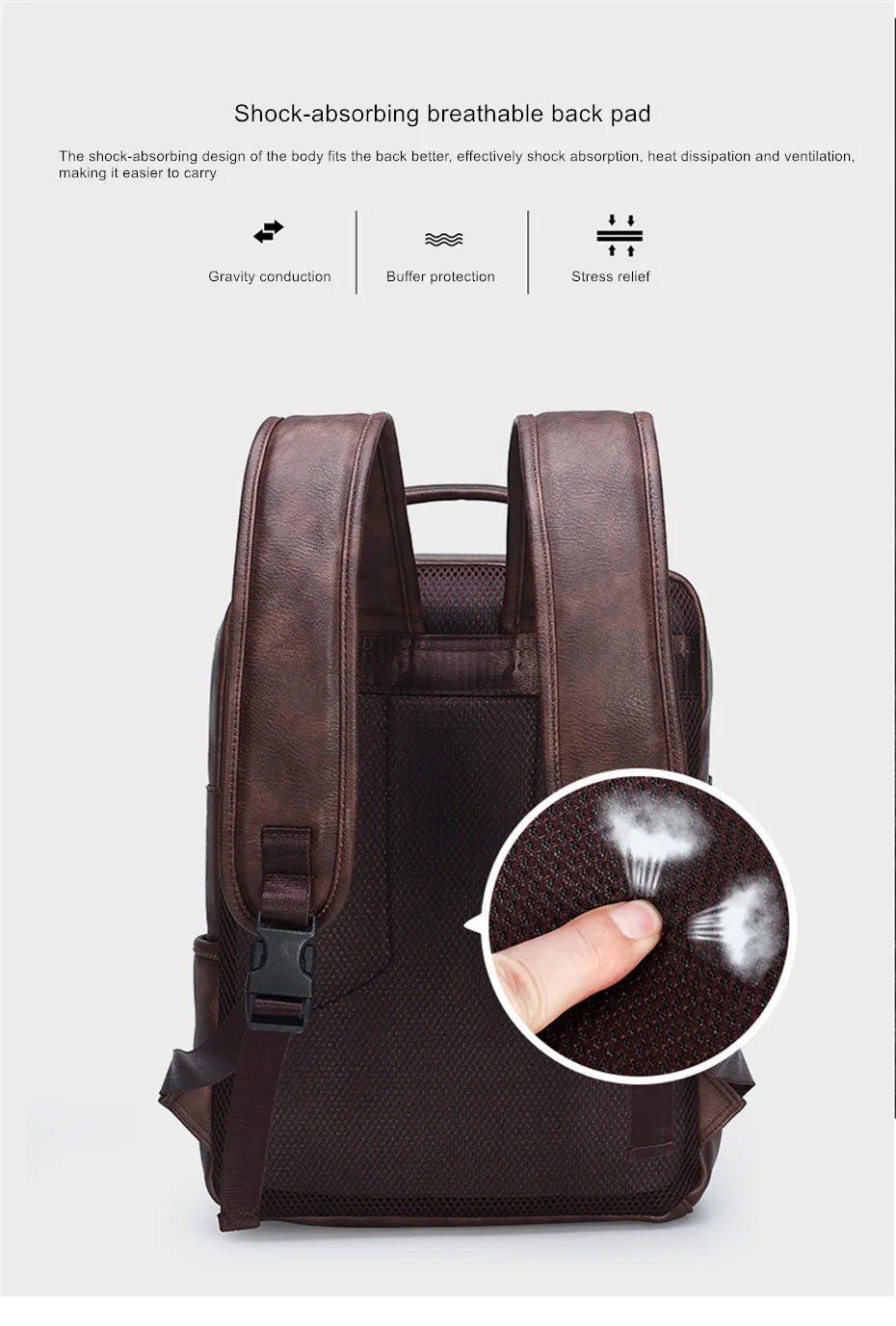 JEEP BULUO Leather Men Backpack Design Luxury Business Male 15.6" Laptop Bag Fashion Large Capacity Travel College School Bag