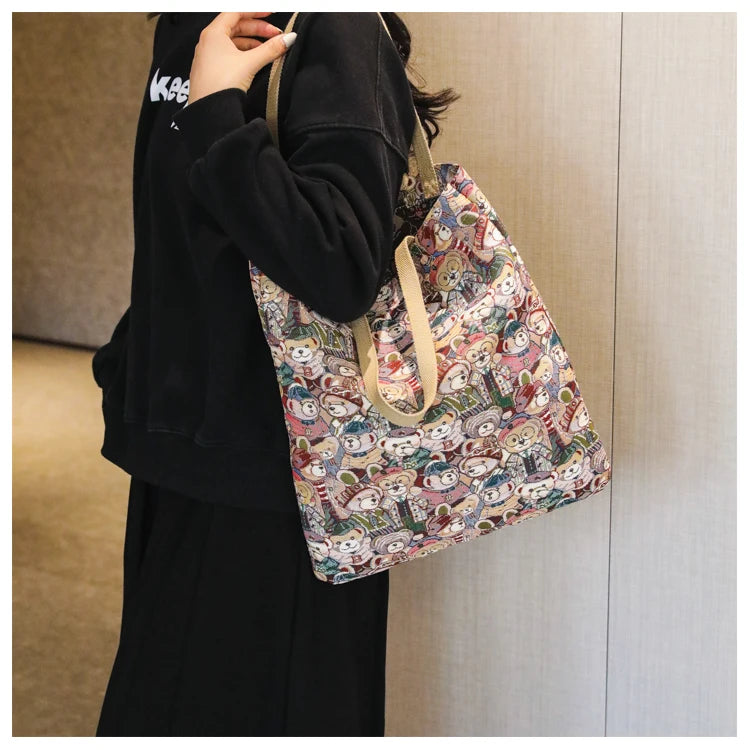 BeiBaoBao Brand Large Capacity Tote Bag For Women HI-Q Travel Handbag For Women Cute Bear Print Women Shoulder Bag Big Bags