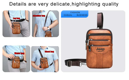 JEEP BULUO erkekler omuz askılı postacı çantaları küçük çok fonksiyonlu Sling göğüs çantası bacaklar bel çantası adam için yeni moda rahat Crossbody