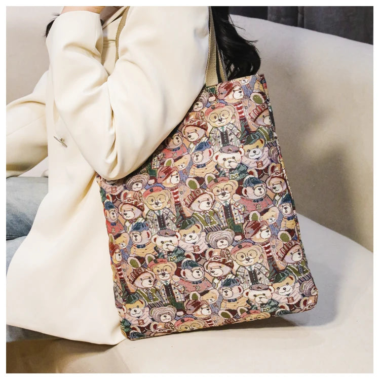 BeiBaoBao Brand Large Capacity Tote Bag For Women HI-Q Travel Handbag For Women Cute Bear Print Women Shoulder Bag Big Bags