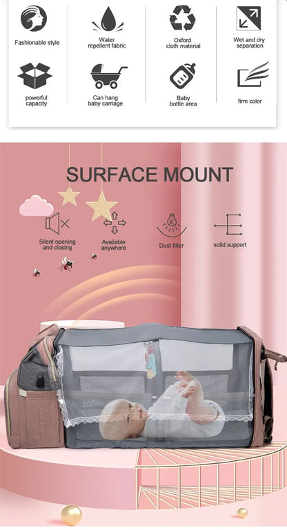 Mommy Diaper Bags Backpack ForStroller Waterproof Large Capacity Travel Crib Bed Cot For Baby Portable Baby Nappy Bags Foldable