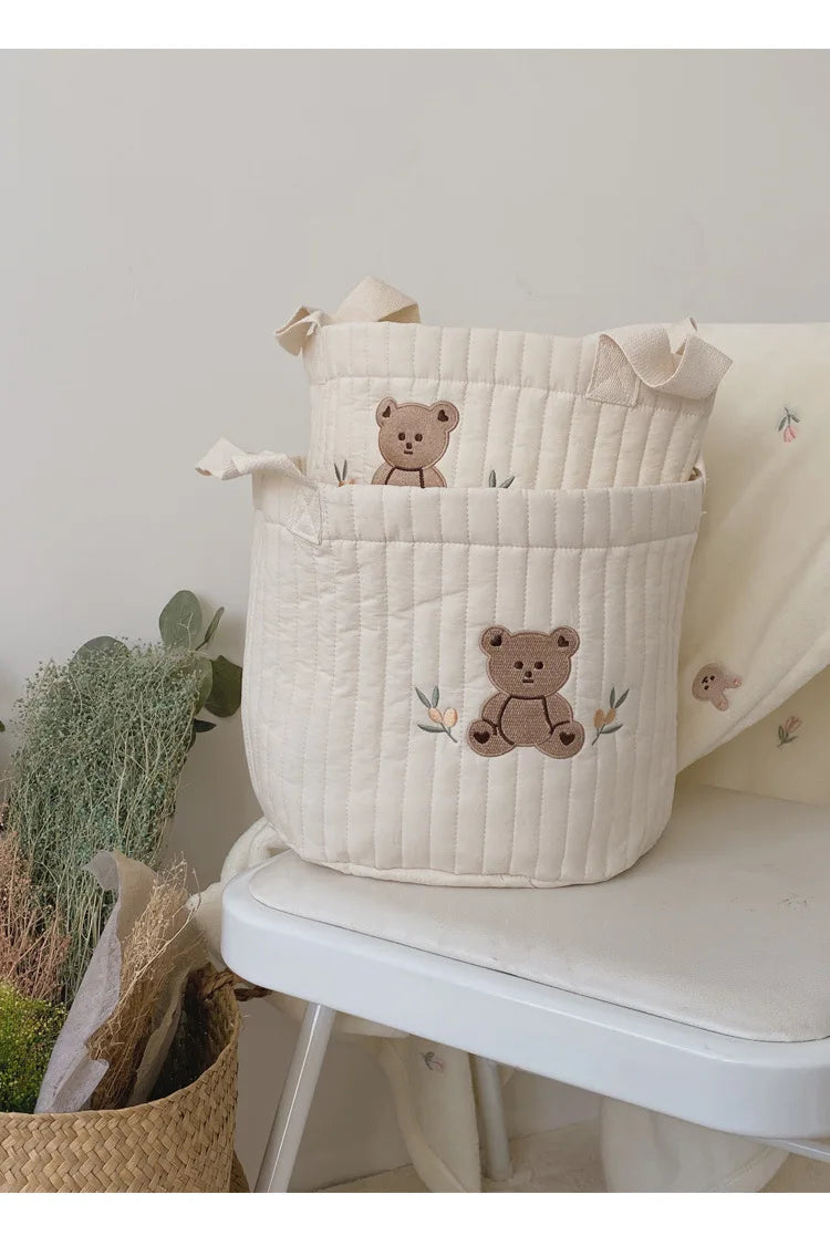 New Diaper Bag Nappy Caddy Baby Items Toy Storage Bag for Newborn Crib Organizer Bedding Cotton Embroidery Mommy Bag Bebe