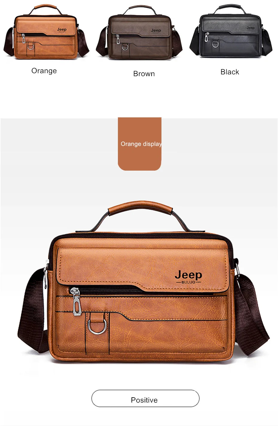 JEEP BULUO Multi-function Business Handbags Men New Man's Shoulder Bags Large Capacity Leather Messenger Bag Crossbody Big Brand