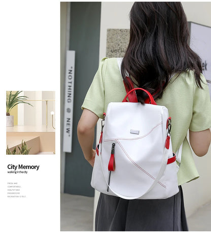 Soft Leather  Stitching Women's Backpacks Anti-theft Back Zipper Ladies School Bags Summer New Casual Single Shoulder Backpack