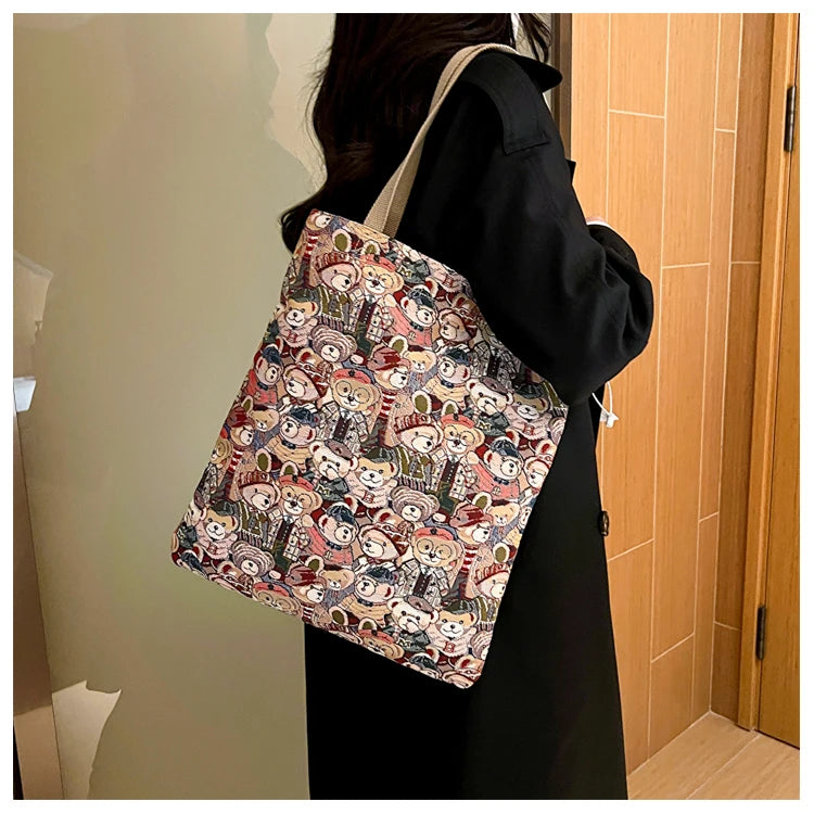 BeiBaoBao Brand Large Capacity Tote Bag For Women HI-Q Travel Handbag For Women Cute Bear Print Women Shoulder Bag Big Bags