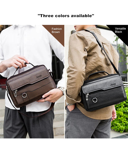 JEEP BULUO Multi-function Business Handbags Men New Man's Shoulder Bags Large Capacity Leather Messenger Bag Crossbody Big Brand