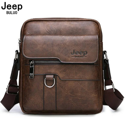 JEEP BULUO Lüks Marka Erkek Crossbody postacı çantası Iş Rahat Çanta Erkek Spliter Deri omuzdan askili çanta Büyük Kapasiteli