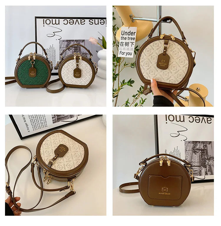 2024 New Single Shoulder Bag Fashion Round Cake Bag Small Round Bag Small Crossbody Bag Handheld Women's Bag