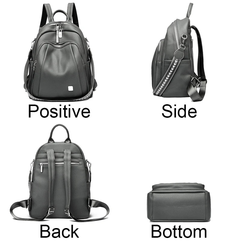 Fashion Women Soft Leather pack 3 In 1 Lady Bookbag for Girls Female Travel Bagpack Shopper Shoulder Bag Large Capacity Rucksack