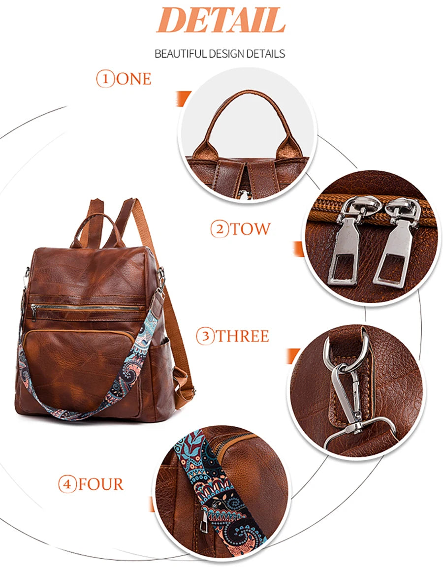 3-in-1 Women Backpacks Vintage Female Shoulder Bags Soft Leather Back Pack Ladies Travel BagPack Luxury Bag For Girls Mochila