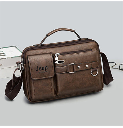 JEEP BULUO Multi-function Business Handbags Men New Man's Shoulder Bags Large Capacity Leather Messenger Bag Crossbody Big Brand