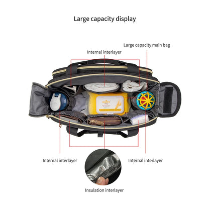 New Style Waterproof Diaper Bag Black Large Capacity Travel Bag Multifunctional Maternity Mother Baby Stroller Bags