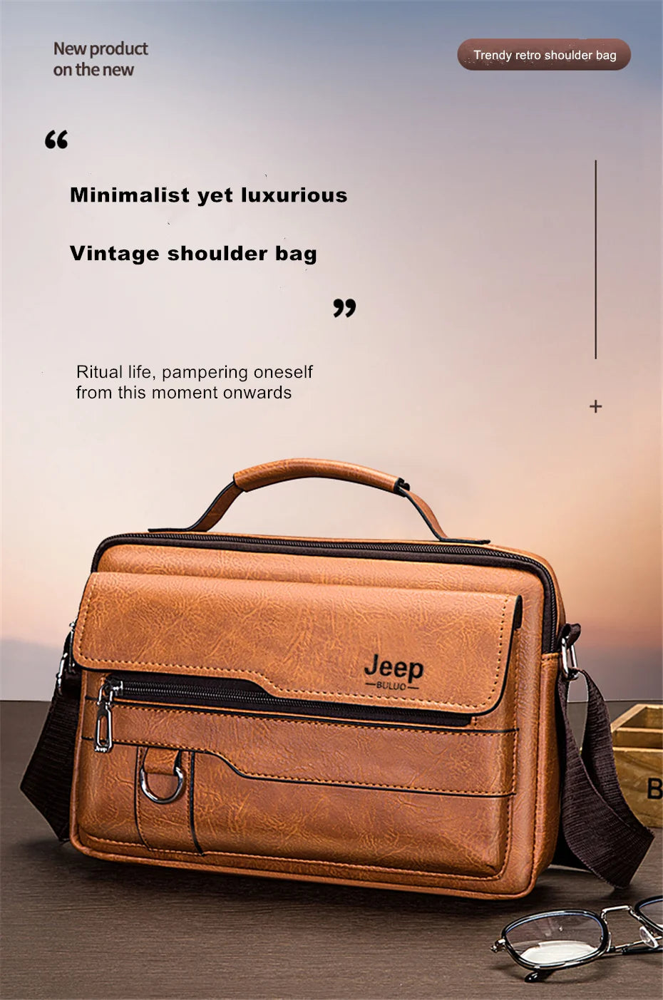 JEEP BULUO Multi-function Business Handbags Men New Man's Shoulder Bags Large Capacity Leather Messenger Bag Crossbody Big Brand