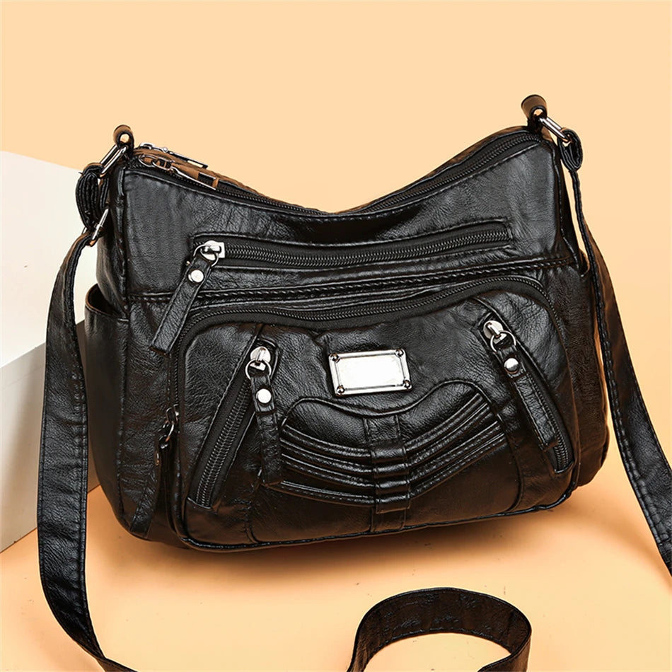 Kadın Vintage Çanta ve Çantalar Retro Tasarım Kadın Omuz Crossbody Çanta Kadınlar için 2023 Yumuşak Pu Deri Seyahat Çantası Kesesi