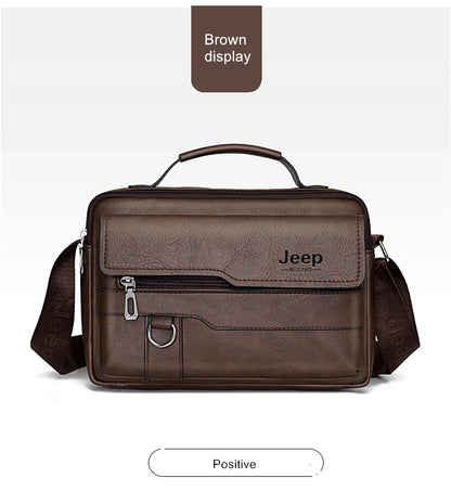 JEEP BULUO Multi-function Business Handbags Men New Man's Shoulder Bags Large Capacity Leather Messenger Bag Crossbody Big Brand