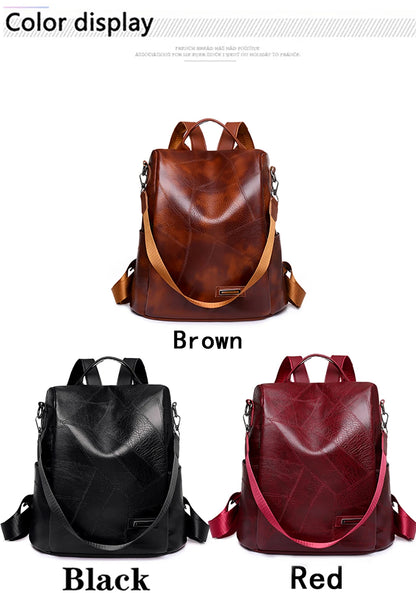 2023New High Quality Leather Ladies Backpack Luxury Designer Women Shoulder Bag Girls School Bag Solid Color Anti Theft Backpack