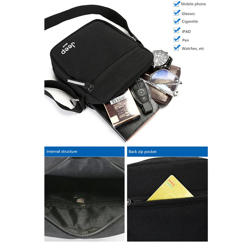 JEEP BULUO Men's Bags Crossbody Bag Messenger Waterproof Purse Nylon Zipper Shoulder Bag For Male Versatile Style