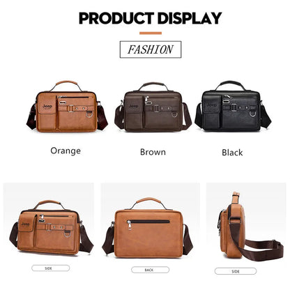 JEEP BULUO Multi-function Business Handbags Men New Man's Shoulder Bags Large Capacity Leather Messenger Bag Crossbody Big Brand