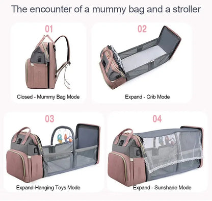 Mommy Diaper Bags Backpack ForStroller Waterproof Large Capacity Travel Crib Bed Cot For Baby Portable Baby Nappy Bags Foldable