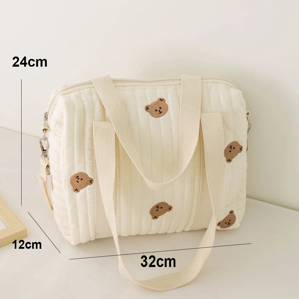 Zipper Embroidery Quilted Baby Diaper Bag Organizer Maternity Bag for Stroller Mommy Single Shoulder Bag Travel Large Outing Bag