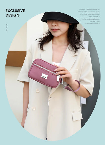 2023 New Fashion Handheld Bag Korean Version Leisure Mom's Bag Nylon Multi Layered Small Square Bag