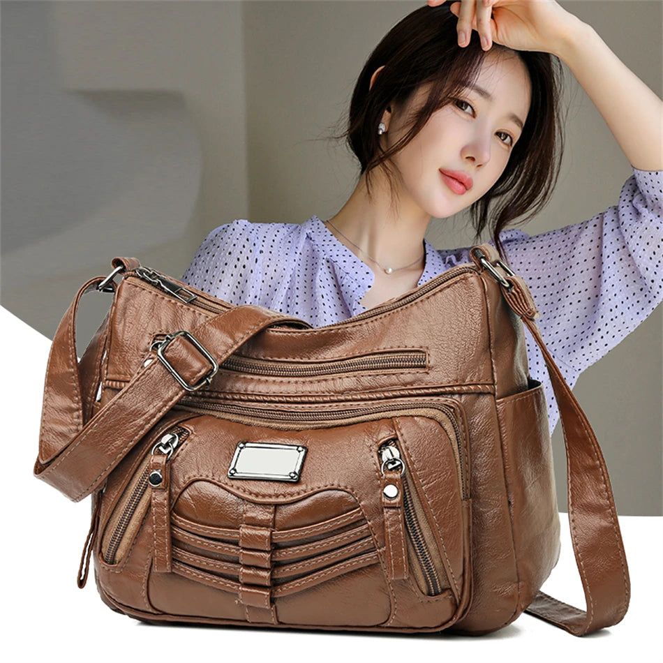 Kadın Vintage Çanta ve Çantalar Retro Tasarım Kadın Omuz Crossbody Çanta Kadınlar için 2023 Yumuşak Pu Deri Seyahat Çantası Kesesi