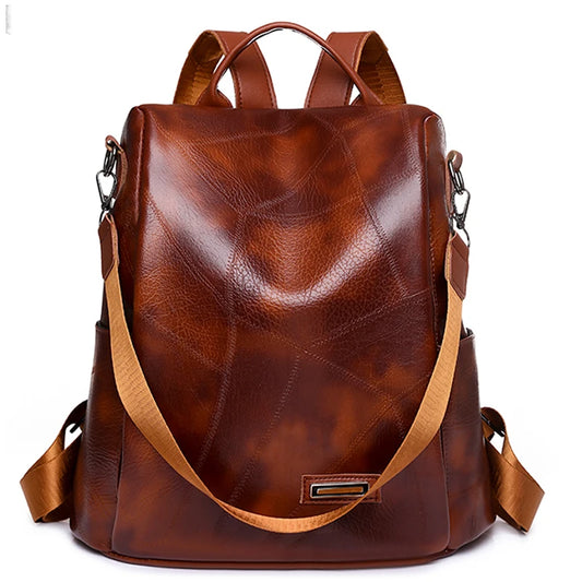 2023New High Quality Leather Ladies Backpack Luxury Designer Women Shoulder Bag Girls School Bag Solid Color Anti Theft Backpack