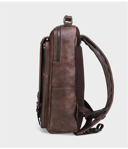 JEEP BULUO Leather Men Backpack Design Luxury Business Male 15.6" Laptop Bag Fashion Large Capacity Travel College School Bag